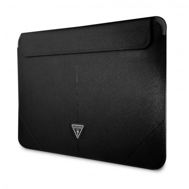 Originální pouzdro Guess "Saffiano Triangle Logo" pro notebooky do velikosti 16 palců - černé