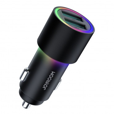 24W nabíječka do auta Joyroom "LED Dual Port" s ambientním osvětlením a dvěma nabíjecími výstupy USB 24W nabíječka do auta Joyroom "LED Dual Port" s ambientním osvětlením a dvěma nabíjecími výstupy USB
