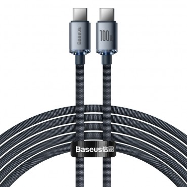 Baseus "Crystal Shine" nabíjecí a datový kabel - opletený kabel USB-C s ultra rychlým nabíjecím protokolem a 100W přenosem dat - 2 m - černý