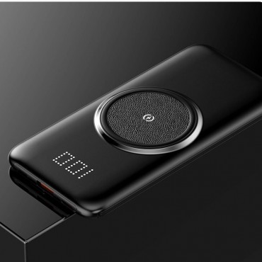 Powerbanka „ChargeHub Ultimate“ – přenosná baterie s bezdrátovým nabíjením a vestavěnými kabely USB, USB-C, Lightning a microUSB - 10 000 mAh - černá