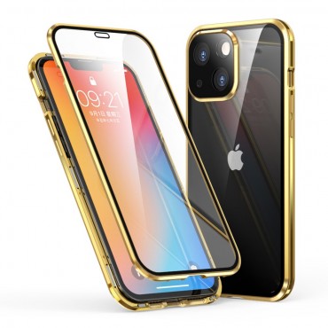 Magnetické celotělové pouzdro "Stronghold" pro iPhone 13 Mini - zlaté Magnetické celotělové pouzdro "Stronghold" pro iPhone 13 Mini - zlaté