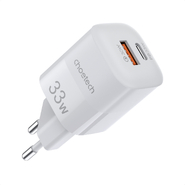 Choetech Fast Phone Charger - nástěnná nabíječka se vstupy USB a USB-C a standardy rychlého nabíjení QC a PD 33W - bílá