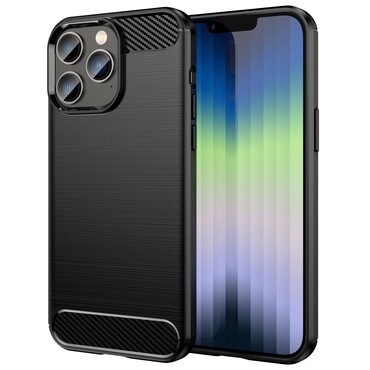 TPU gelové pouzdro "Brushed Carbon" pro iPhone 14 Pro Max - černé TPU gelové pouzdro "Brushed Carbon" pro iPhone 14 Pro Max - černé
