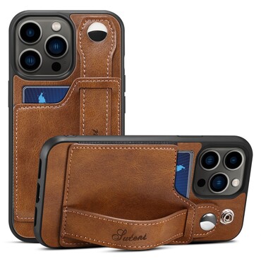 Nejnovější pouzdro "Suteni Urban" pro iPhone 13 Pro: Prémiový design s veganskou kůží, praktickým řemínkem a komplexní ochranou iPhonu před poškozením - business brown