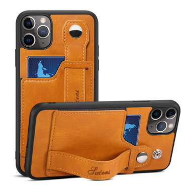 Nejnovější pouzdro "Suteni Urban" pro iPhone 11 Pro: Prémiový design s veganskou kůží, praktickým řemínkem a komplexní ochranou iPhonu před poškozením - neformální khaki barva