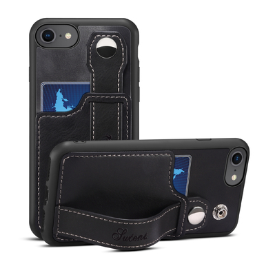 Nejnovější pouzdro "Suteni Urban" pro iPhone SE 2022 / iPhone SE 2020 / iPhone 8 / iPhone 7: Prestižní design s veganskou kůží, pohodlným řemínkem a komplexní ochranou proti poškození pro iPhone - půlnočně černé