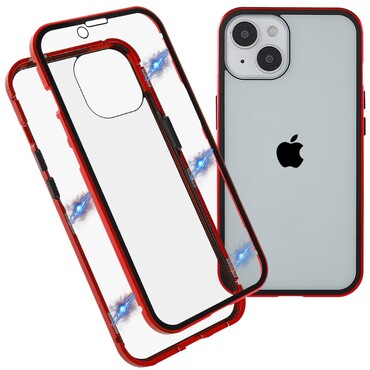 Magnetické celotělové pouzdro "Stronghold" pro iPhone 14 Plus - červené Magnetické celotělové pouzdro "Stronghold" pro iPhone 14 Plus - červené