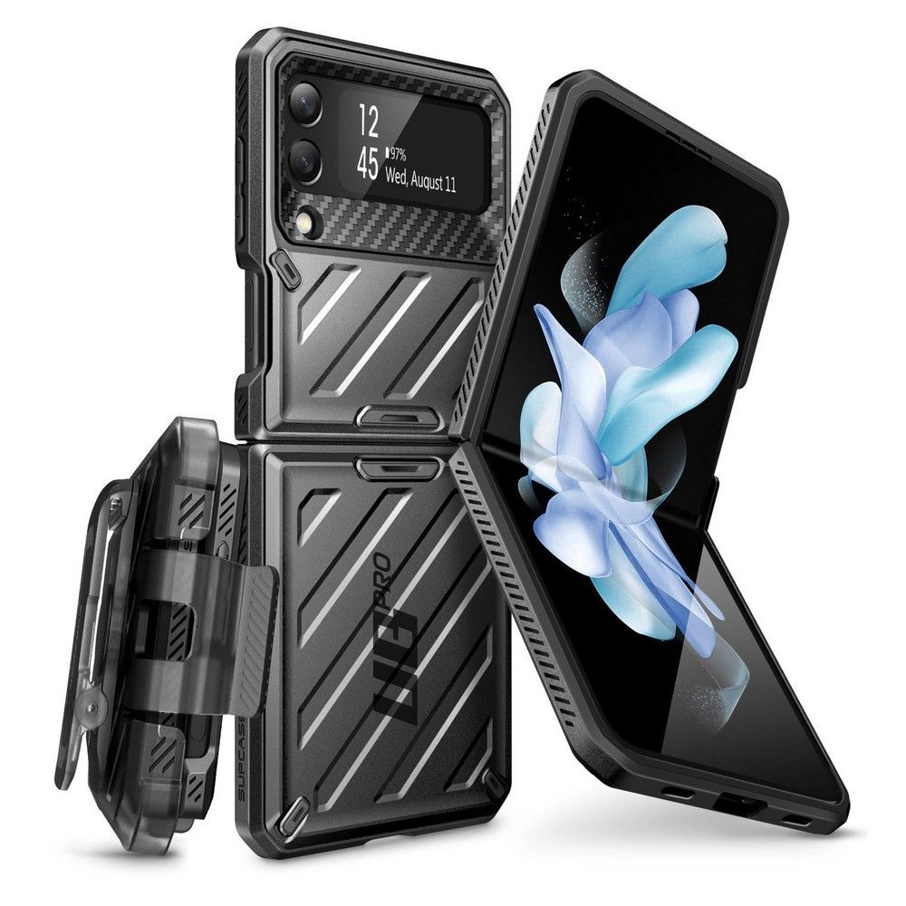Pouzdro Supcase "Unicorn Beetle Pro" pro Samsung Galaxy Z Flip4 s přídavnou sponou na opasek - černé