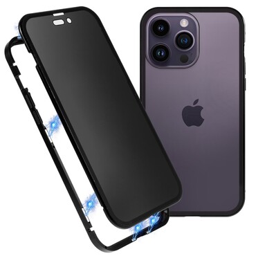 Magnetické pouzdro na celé tělo pro iPhone 14 "Stronghold Dark" s tónovaným sklem pro ochranu soukromí - černé Magnetické pouzdro na celé tělo pro iPhone 14 "Stronghold Dark" s tónovaným sklem pro ochranu soukromí - černé