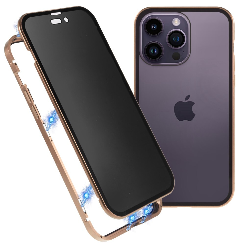 Magnetické pouzdro na celé tělo pro iPhone 14 Pro Max "Stronghold Dark" s tónovaným sklem pro ochranu soukromí - zlaté