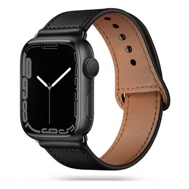 Kožený řemínek Apple Watch 4/5/6/7/8/9/9/SE/Ultra 1/2 (42/44/45/49 mm) "LeatherFit" - černý
