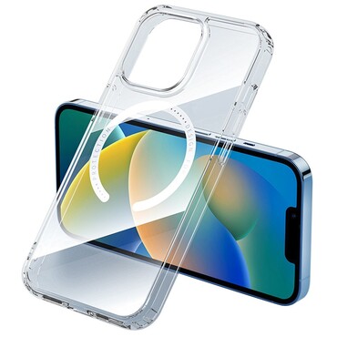 Magnetické hybridní pouzdro s magnetem pro bezdrátové nabíjení MagSafe pro iPhone 14 Plus - průhledné Magnetické hybridní pouzdro s magnetem pro bezdrátové nabíjení MagSafe pro iPhone 14 Plus - průhledné