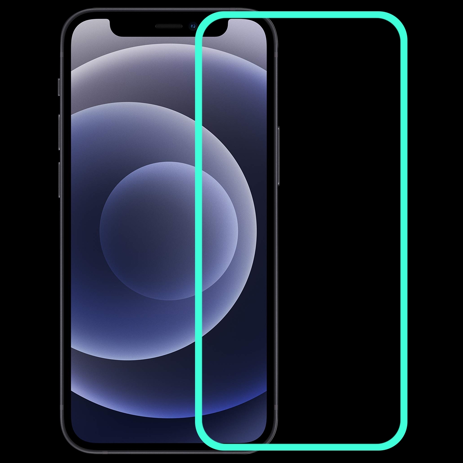 Luminous Glass Svítící ve tmě "Luminous" ochranné tvrzené sklo pro iPhone 12 Mini