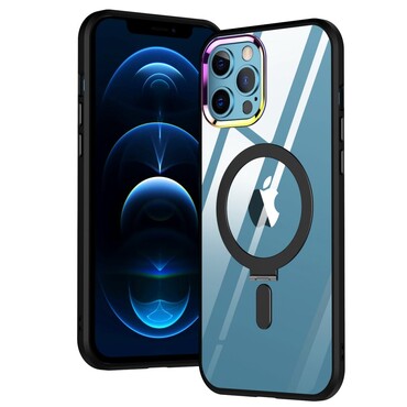 Hybridní pouzdro MagCase s magnetem a bezdrátovým nabíjecím stojánkem MagSafe pro iPhone 12 Pro - černé Hybridní pouzdro MagCase s magnetem a bezdrátovým nabíjecím stojánkem MagSafe pro iPhone 12 Pro - černé