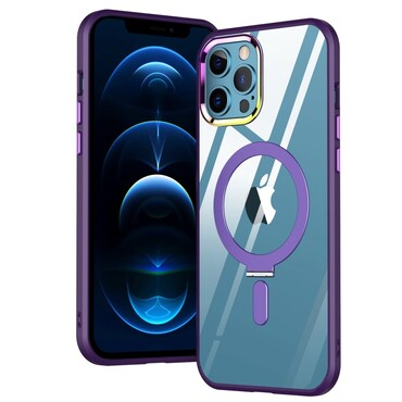 Hybridní pouzdro MagCase s magnetem a bezdrátovým nabíjecím stojánkem MagSafe pro iPhone 12 Pro Max - fialové