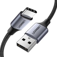 Ugreen "Connect" QC3.0 nabíjecí a datový kabel - USB-A na USB-C opletený nylonový kabel 3A - 2 m - černý