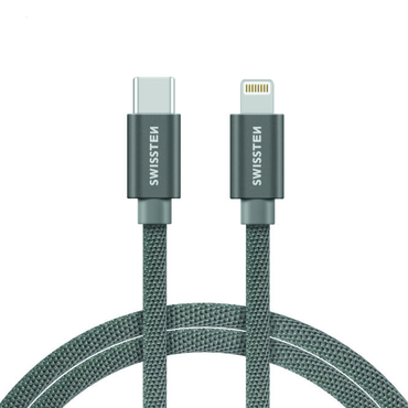 Opletený kabel USB-C na Lightning Swissten 3A - 2 m - stříbrný Opletený kabel USB-C na Lightning Swissten 3A - 2 m - stříbrný