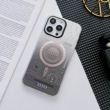 Hybridní pouzdro "Circuit MagSafe" pro iPhone 14 Pro - šedé