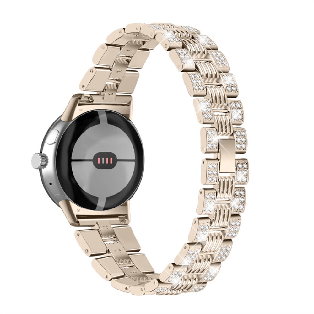 Kovový řemínek hodinek Google Pixel Watch s kamínky - zlatý