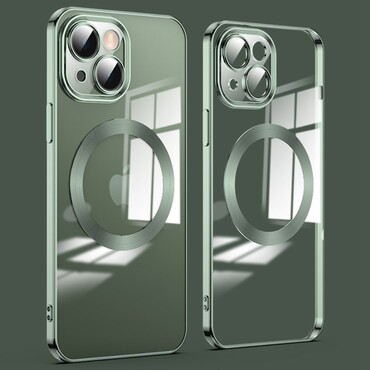Hybridní obal „MagProtect“ s ochranou zadního fotoaparátu a magnetem MagSafe pro iPhone 14 - green Hybridní obal „MagProtect“ s ochranou zadního fotoaparátu a magnetem MagSafe pro iPhone 14 - green