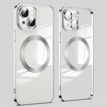 Hybridní obal „MagProtect“ s ochranou zadního fotoaparátu a magnetem MagSafe pro iPhone 14 - silver Hybridní obal „MagProtect“ s ochranou zadního fotoaparátu a magnetem MagSafe pro iPhone 14 - silver