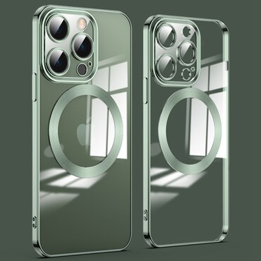 Hybridní obal „MagProtect“ s ochranou zadního fotoaparátu a magnetem MagSafe pro iPhone 14 Pro - green Hybridní obal „MagProtect“ s ochranou zadního fotoaparátu a magnetem MagSafe pro iPhone 14 Pro - green