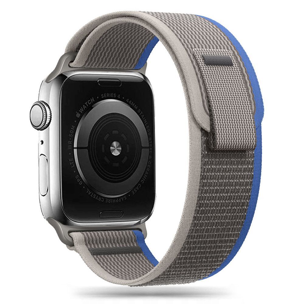 Náhradní řemínek k hodinkám Apple Watch 4 / 5 / 6 / 7 / 8 / 9 / 10 / SE / Ultra 1 / 2 (44 / 45 / 46 / 49 mm) "Nylon" - šedomodrý