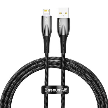 Baseus "Glimmer Series" nabíjecí a datový kabel - opletený kabel USB-Lightning s 2,4A nabíjením a rychlým přenosem dat - 1 m - černý