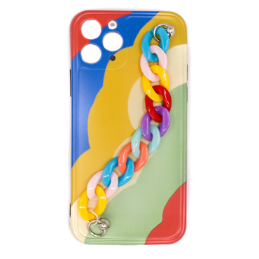 Silikonové pouzdro na iPhone 12 Pro Max "Rainbow" s náramkem na nošení