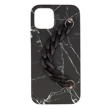 Silikonové pouzdro na iPhone 12 Pro Max "Black Marble" s náramkem na nošení