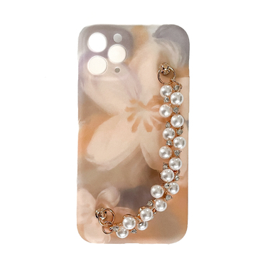 Silikonové pouzdro na iPhone 12 Pro Max "Caramel Pearl" s náramkem na nošení