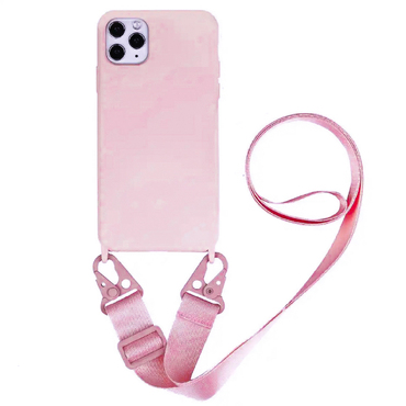 Silikonové pouzdro pro iPhone 12 Pro Max "Strapy" s popruhem na nošení - béžové