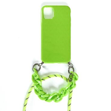 Silikonové pouzdro na iPhone 12 Pro Max "Neon" se šňůrkou a přídavným náramkem na nošení