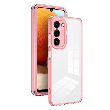 Hybridní kryt "Crystal Bumper" se zabudovanou ochranou zadního fotoaparátu pro Samsung Galaxy S23 - kovově růžový