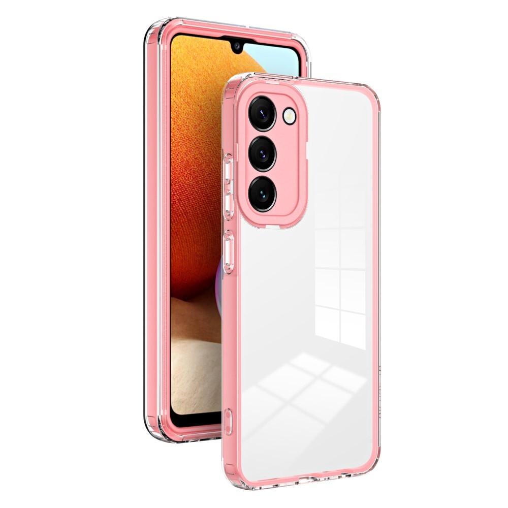 Hybridní kryt "Crystal Bumper" se zabudovanou ochranou zadního fotoaparátu pro Samsung Galaxy S23 - kovově růžový