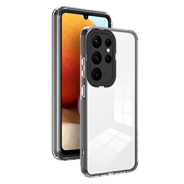 Hybridní kryt "Crystal Bumper" se zabudovanou ochranou zadního fotoaparátu pro Samsung Galaxy S23 Ultra - černý metalický