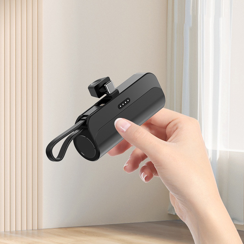 Powerbanka PastelMix Pro: moderní záložní baterie velikosti rtěnky se dvěma konektory a skvělou kapacitou 5000 mAh - USB-C + Lightning - pastel black
