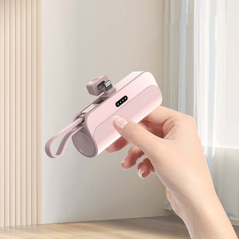 Powerbanka PastelMix Pro: moderní záložní baterie velikosti rtěnky se dvěma konektory a skvělou kapacitou 5000 mAh - Lightning + USB-C - pastel rose