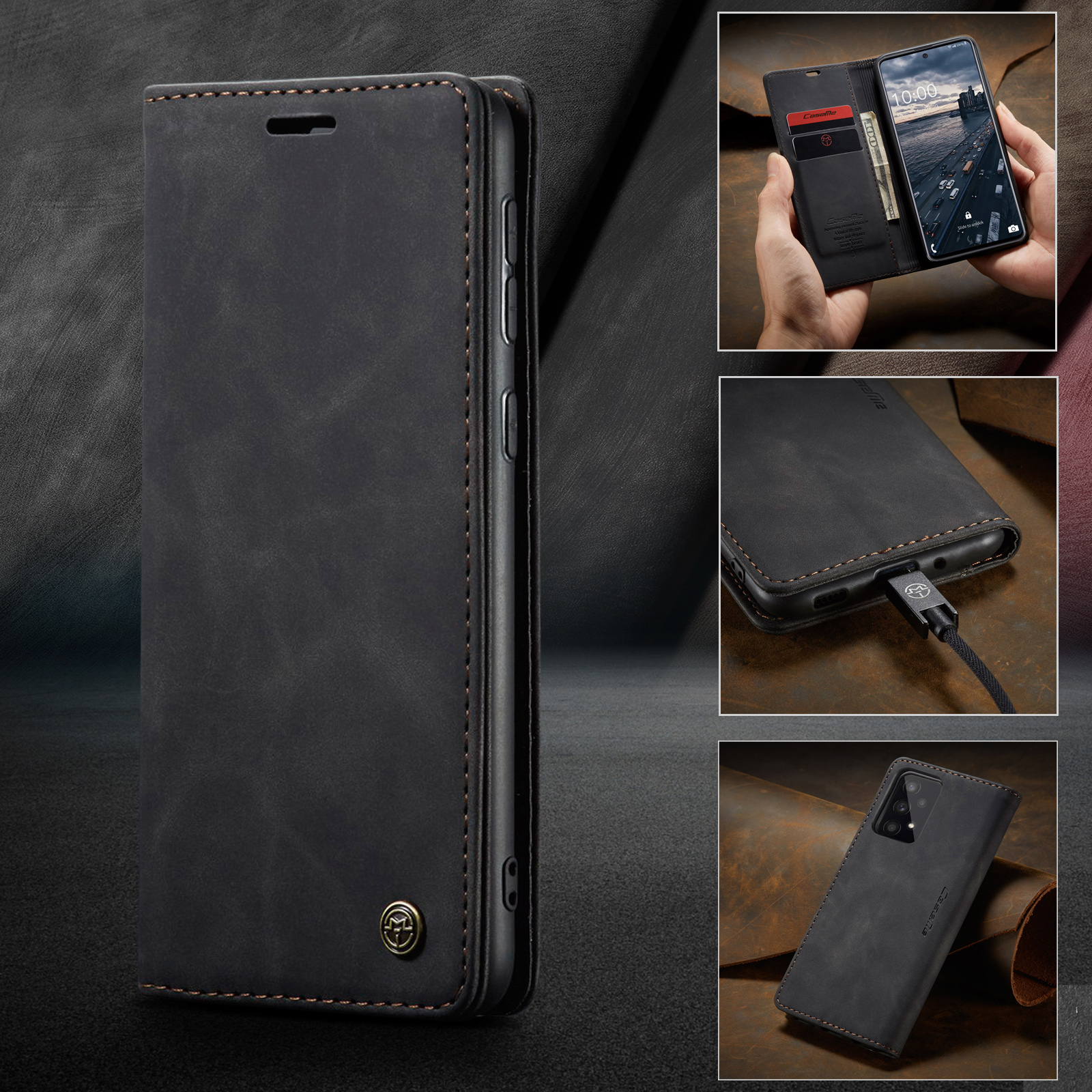 Kryt CaseMe MagFlip pro Samsung Galaxy A33 5G s nejvyšší úrovní ochrany a automatickým magnetickým zavíráním - smooth black