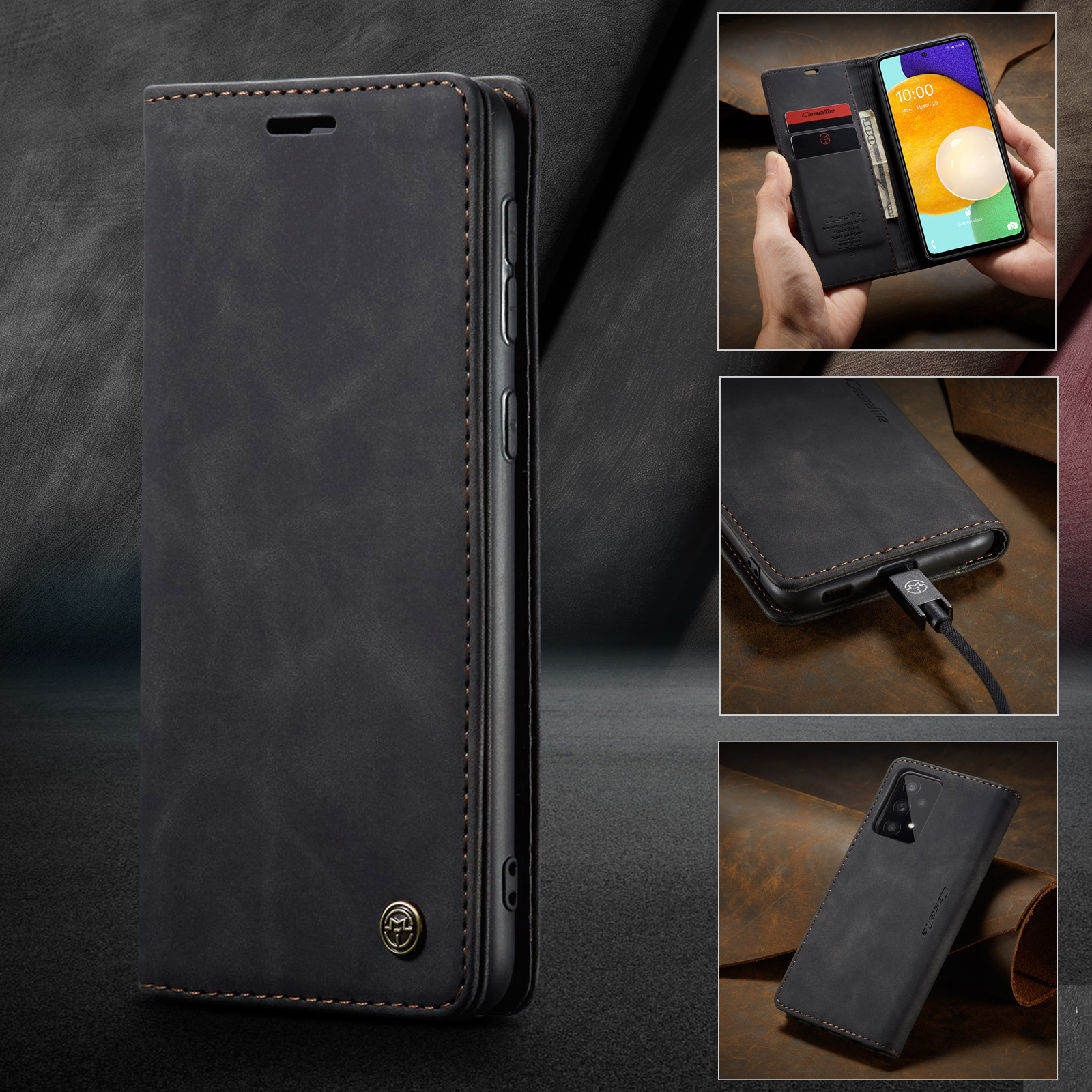 Kryt CaseMe MagFlip pro Samsung Galaxy A53 5G s nejvyšší úrovní ochrany a automatickým magnetickým zavíráním - smooth black
