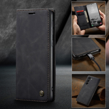 Kryt CaseMe MagFlip pro Samsung Galaxy S23 s nejvyšší úrovní ochrany a automatickým magnetickým zavíráním - smooth black