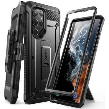 Pouzdro Supcase "Unicorn Beetle Pro" pro Samsung Galaxy S23 Ultra s přídavnou sponou na opasek - černé
