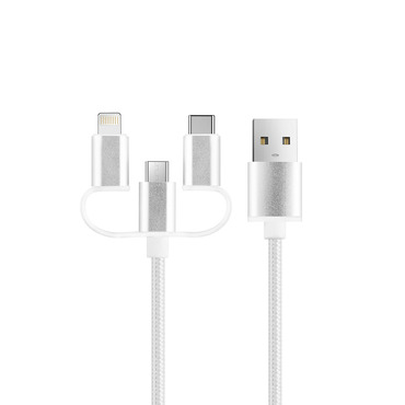 Nabíjecí a datový kabel 3 v 1 "Setit" s Lightning, USB-C a Micro USB adaptérem 2,4A - 1,2 m