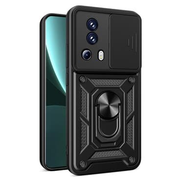 Obrněný kryt MaX-Armor s kroužkem, kovovou destičkou a ochranou zadního fotoaparátu pro Xiaomi 13 Lite - army black