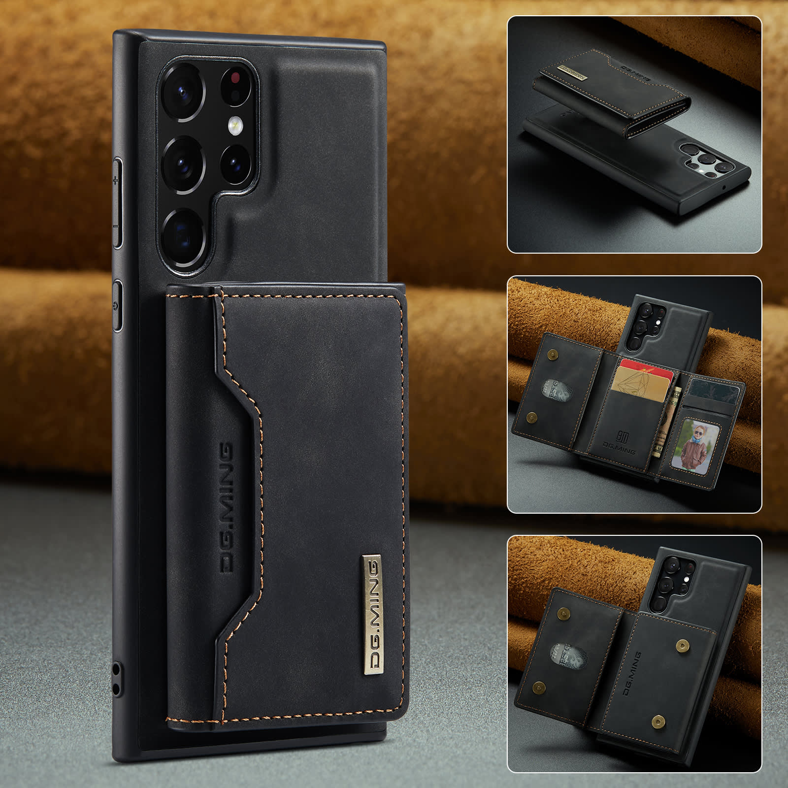 Kryt pro Samsung Galaxy S23 Ultra CaseMe DG.MING MAG s magnetickou peněženkou - pulzně černý