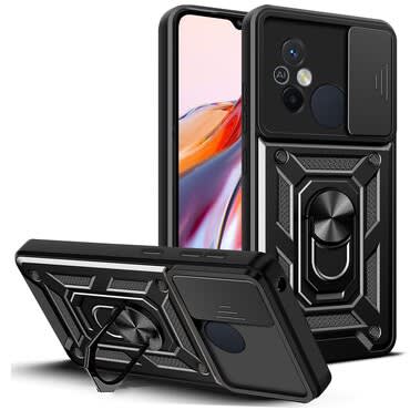 Pancéřový kryt MaX-Armor s kroužkem, kovovou destičkou a ochranou zadní kamery pro Xiaomi Redmi 12C - army black Pancéřový kryt MaX-Armor s kroužkem, kovovou destičkou a ochranou zadní kamery pro Xiaomi Redmi 12C - army black