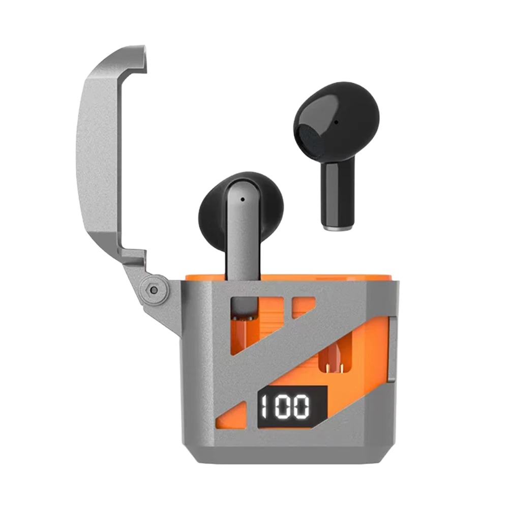 Bezdrátová sluchátka Thunder Beats: Bluetooth 5.3 se silnými basy, mechanickým designem a skvělým herním zážitkem - oranžová barva na zip