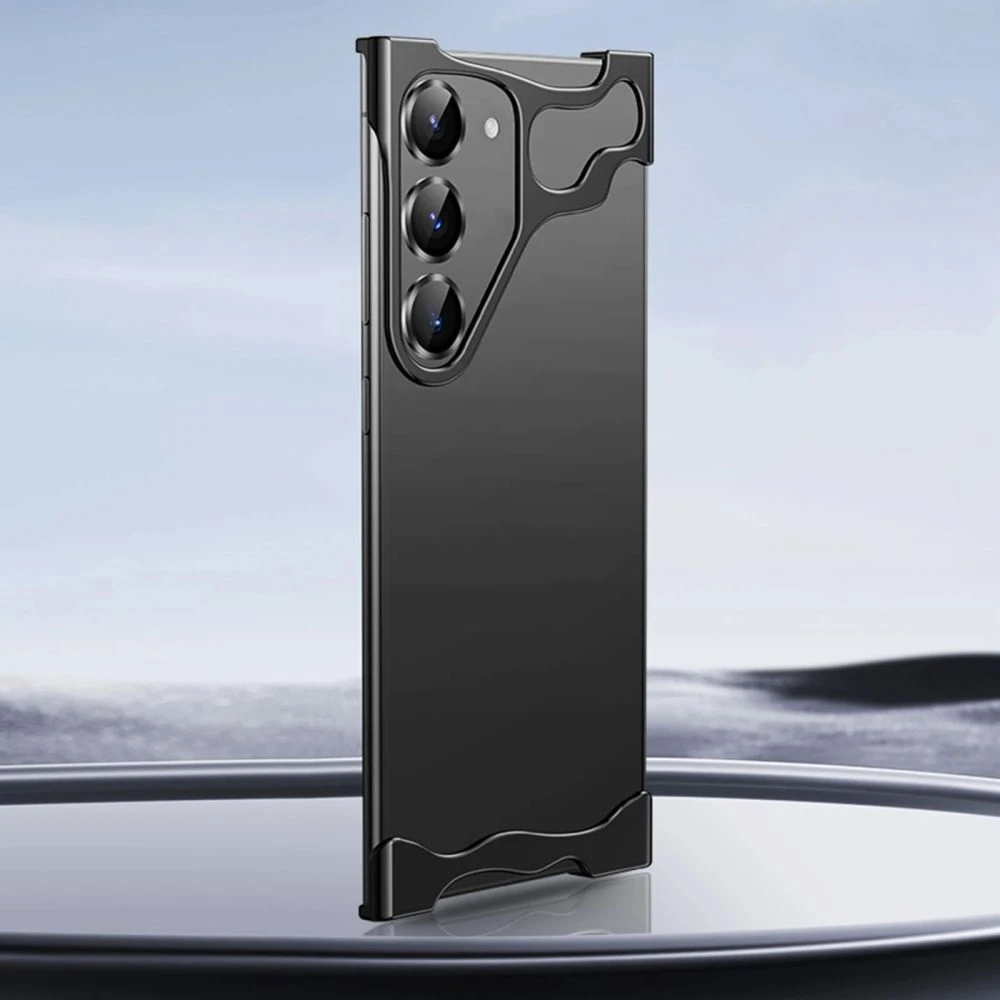 Minimalistický kryt Naked Metal s ochranným krytem alu hran a sklem zadního fotoaparátu pro Samsung Galaxy S23 - onyxově černý