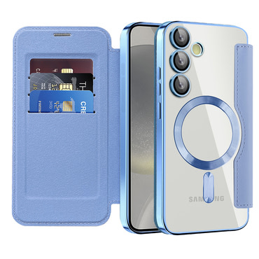 Pouzdro "SmartMag Book" s technologií Magsafe a RFID peněženkou pro Samsung Galaxy S24 - světle modré